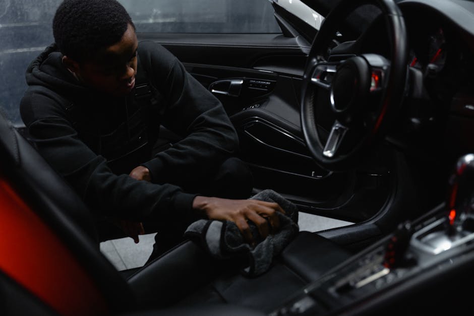 Thorough interior detailing of a car's dashboard and seats